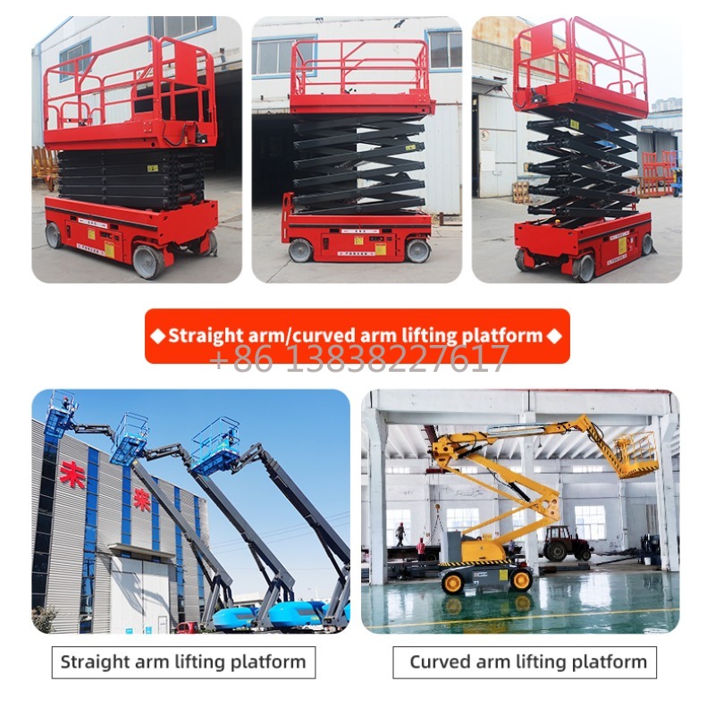Scissor Lift Table Hydraulic - 8m-14m Solid Rubber Tires Mobile Electric