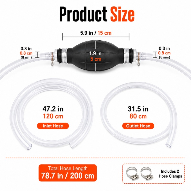 1/3/5PCS 2M Hand Siphon Pump M - огляд і ціна Diesel Water Pump